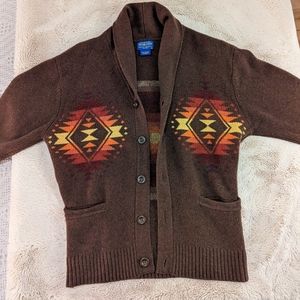 Vintage Pendleton Brown Wool Cardigan - Classic Pattern for Men XL